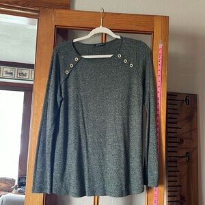 Brushed heathered green top